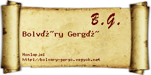 Bolváry Gergő névjegykártya